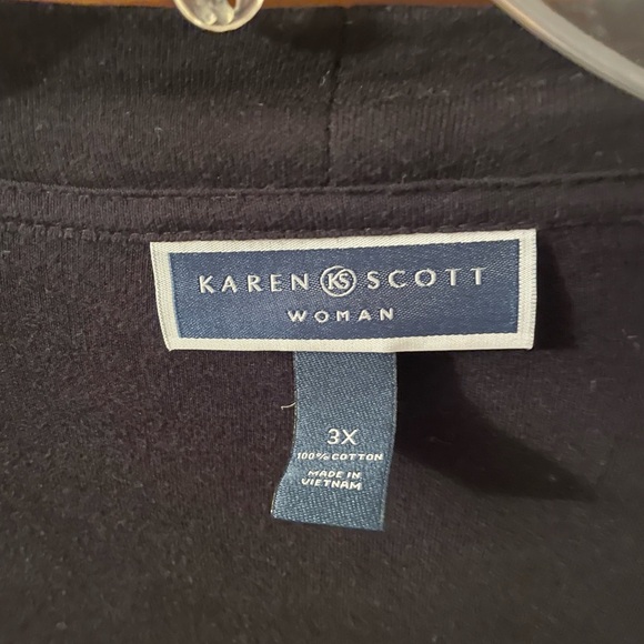 Karen Scott Women's 100% Cotton Black Cardigan Plus 3X - Picture 2 of 6